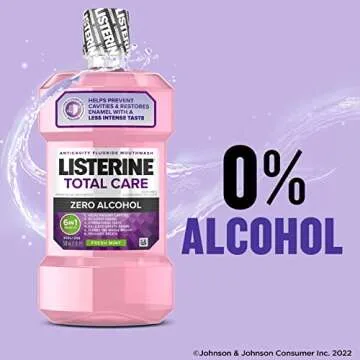 Listerine Total Care Zero Alcohol Anticavity Mouthwash, Bad Breath Treatment, Alcohol Free Mouthwash for Adults; Fresh Mint Flavor, 1 L, 2 Pack