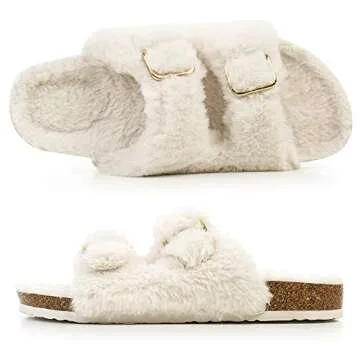 Cozy FITORY Women's Open Toe Slipper with Faux Fur