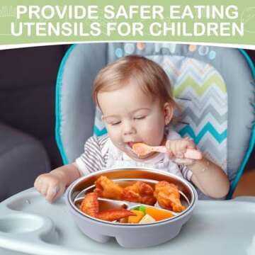 Nuogo 3 Pcs Stainless Steel Baby Suction Plates with Removable Silicone Shell 2-in-1 Metal Toddler Bowl Divided for Picky Eaters Kids Feeding Led Weaning Supplies, Dishwasher Safe (Blue,Pink,Green)