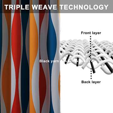 MeZQ Blackout Curtains 96 inches Long 2 Panels Set, Wave Grommet Bedroom Blackout Curtains, Thermal Insulated and Noise Reduce Drapes with Geometric Pattern for Living Room, Orange, 52" W x 96" L