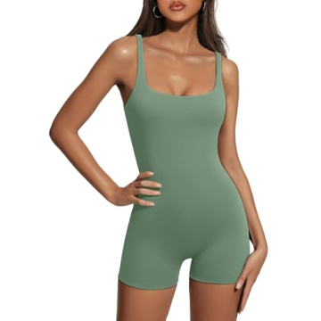 AUTOMET Womens Jumpsuits Shorts Rompers One Piece Bodysuits Yoga Sleeveless Backless Seamless Bodyco...