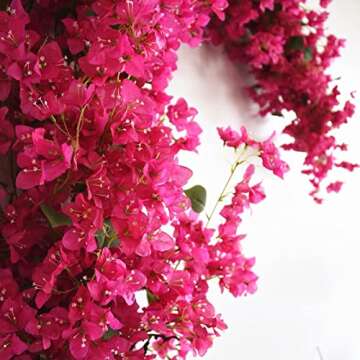 40Pcs in Bulk Artificial Bougainvillea Silk Flowers Branches Long Plant Stems 45" for Wedding Centerpieces, Bussiness Decoration Project, Indoor & Outdoor Decoration (Hot Pink - 40Pcs)