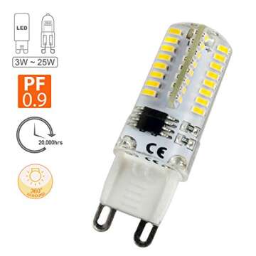G9 Pin Base LED Bulb, 25 Watt Glass Halogen (Daylight White 6000K) Light Bulbs Replacement, 120V AC,...