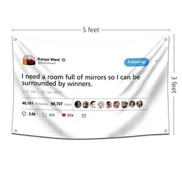 Wassupup 3x5 Feet Kanye West I Need A Room Full of Mirrors Flag - Vibrant Color & Fade Proof Tapestr...