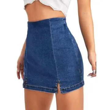Floerns High Waist Denim Skorts Shorts for Women Blue