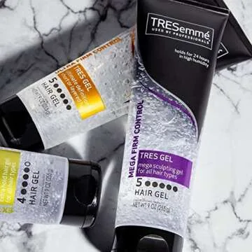 TRESemme Hair Gel, Ultra Firm Control, Frizz Control Volumizing Hair Products, Curly Hair Gel Holds in High Humidity, 2 Tubes - 9 Oz. Ea.
