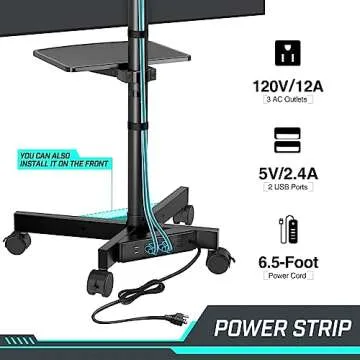 GREENSTELL TV Stand with Power Outlet Mobile Cart for 23-60 inch TVs