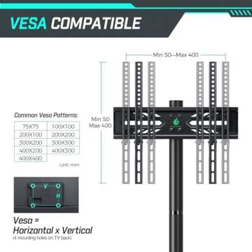 GREENSTELL Mobile TV Stand with Power Outlet and Wheels