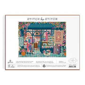Galison Stitch by Stitch – 1000 Piece Puzzle Fun and Challenging Activity with Bright and Bold Quilting and Crafting Themed Storefront Artwork for Adults and Families