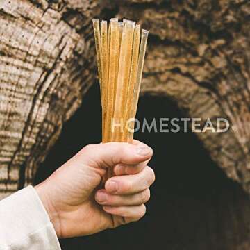 Homestead Honey Sticks for Tea (50 Count) - 100% Pure, Uncut, Unfiltered, American Honey Stick - Honeysticks Raw - Honey Stir Sticks - Honey Straw - Honeycomb Stick - Sticks of Honey for Tea