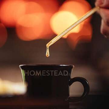 Homestead Honey Sticks for Tea (50 Count) - 100% Pure, Uncut, Unfiltered, American Honey Stick - Honeysticks Raw - Honey Stir Sticks - Honey Straw - Honeycomb Stick - Sticks of Honey for Tea