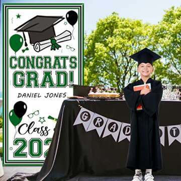 2023 Graduation Door Cover Green Personalized Name Graduation Decorations Large Congrats Grad Banner With A Marker Pen Class of 2023 Door Cover Graduation Sign for Indoor Outdoor Front Door Background