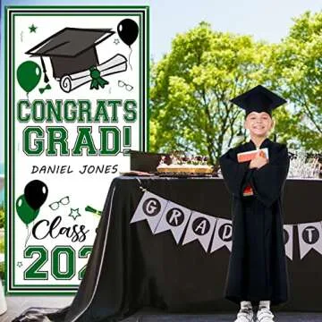 2023 Graduation Door Cover Green Personalized Name Graduation Decorations Large Congrats Grad Banner With A Marker Pen Class of 2023 Door Cover Graduation Sign for Indoor Outdoor Front Door Background