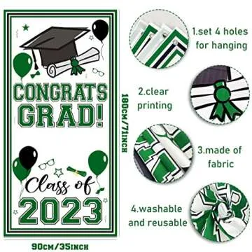 2023 Graduation Door Cover Green Personalized Name Graduation Decorations Large Congrats Grad Banner With A Marker Pen Class of 2023 Door Cover Graduation Sign for Indoor Outdoor Front Door Background