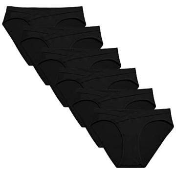 Molasus Cotton Crossover Maternity Underwear for Pregnancy and Postpartum - Pack of 6, Black, Large