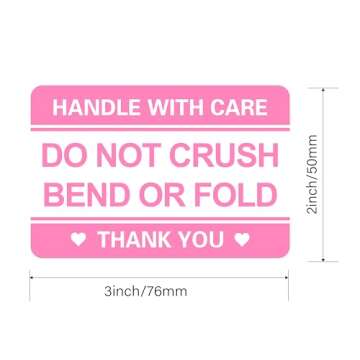 Vibrant Pink Do Not Crush Bend or Fold Shipping Stickers, 100pcs for Safe Shipping