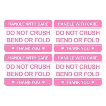 Do Not Crush Bend or Fold Shipping Stickers 100pcs Pink