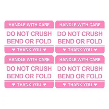 Do Not Crush Bend or Fold Shipping Stickers 100pcs Pink