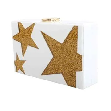 LETODE Women's Shiny Sequins Rectangular Acrylic Lucite Clutch Purse Evening Bag Prom Wedding Party bag cross body bags (5189-WHITE)