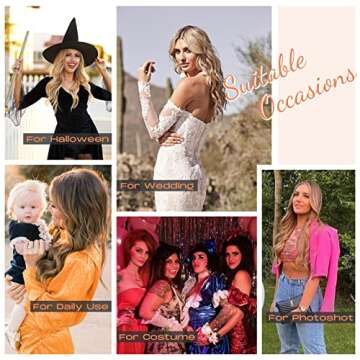 SEIKEA Invisible Wire Hair Extensions with 2 Removable Clips Adjustable Transparent Secret Headband Long Wavy Curly Synthetic Hairpiece for Women 20 Inch 130 Gram Blonde with Pale Gold Highlights