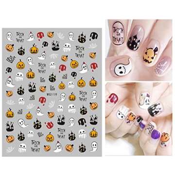 8 Sheets of Halloween Nail Art Stickers – Cute Ghosts, Pumpkins & More!