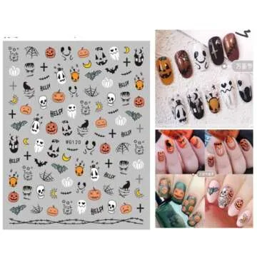 Halloween Nail Art Stickers - DIY Cute Ghost & Pumpkin Designs