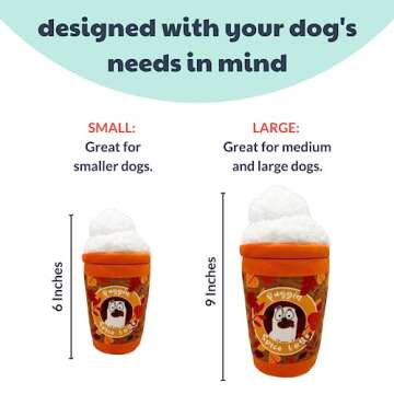 Huxley & Kent for Dogs | Puggin Spice Latte (Large) | Fall Funny Dog Toy | Power Plush Dog Toy with Squeaker | Dog Gift | Fun, Durable, and Safe | H&K Squeaky Dog Toy