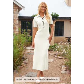 Shop MEROKEETY Women's Elegant Polo V Neck Maxi Dress - Beige