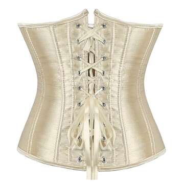 Zhitunemi Women's Satin Underbust Corset Bustier Waist Training Cincher Plus size Large Beige