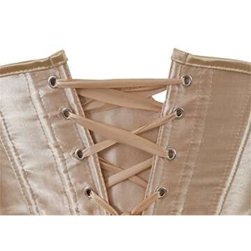Zhitunemi Women's Satin Underbust Corset Bustier Waist Training Cincher Plus size Large Beige
