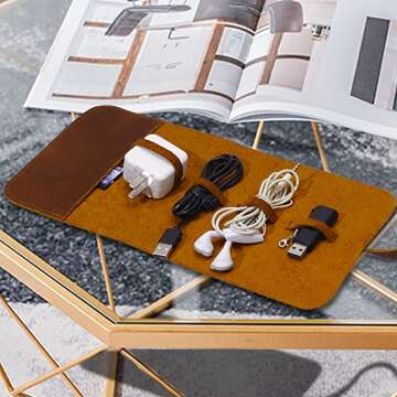 Leather Organizer for Electronic Accessories