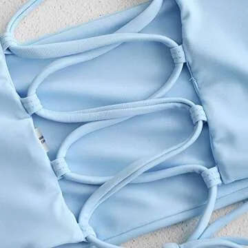 ZAFUL Adjustable Light Blue Bandeau Bikini Set for Women