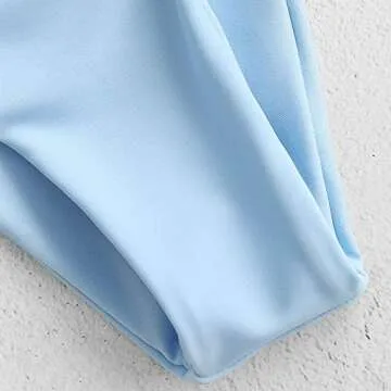 ZAFUL Adjustable Light Blue Bandeau Bikini Set for Women