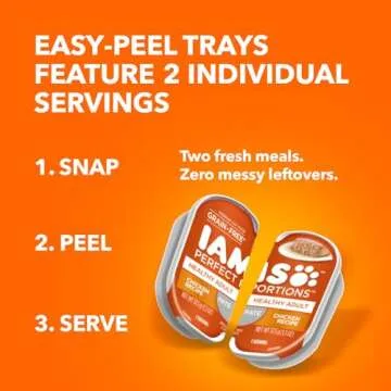 IAMS Perfect Portions Healthy Adult Grain Free Wet Cat Food Paté, Chicken Recipe, 2.6 oz. Easy Peel Twin-Pack Trays (24 Count, 48 Servings)