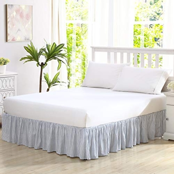 Laura Ashley Home Cotton Ruffled Bedskirt - Elegant Lightweight Blue Decor for Full Beds