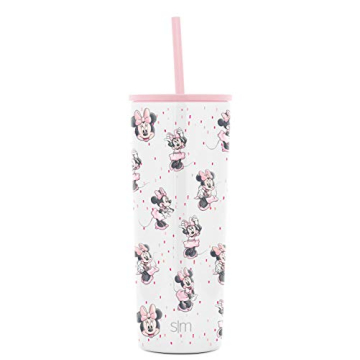 Simple Modern Disney Character Insulated Tumbler Cup with Flip Lid and Straw Lid | Reusable Stainless Steel Water Bottle Iced Coffee Travel Mug | Classic Collection | 24oz Minnie Mouse Sprinkle