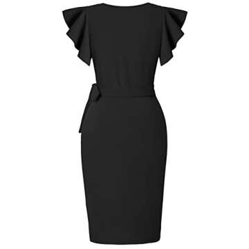Elegant V Neck Bodycon Dress with Ruffles for Women