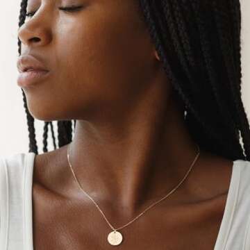 MYEARS Women Birth Flower Necklace Gold Coin Engraved Disc Month August Flower Bouquet Pendant 14K G...