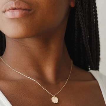 MYEARS Women Birth Flower Necklace Gold Coin Engraved Disc Month August Flower Bouquet Pendant 14K Gold Plated Dainty Chain Personalized Floral Jewelry Birthday Gift