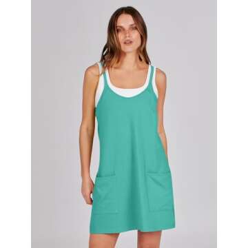 ANRABESS Women Summer Mini Romper Dress Workout Tennis Active Sports Athleisure Outfits Built in Shorts Trendy Vacation Cyan Small