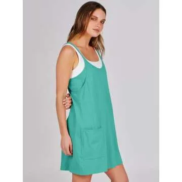 ANRABESS Women Summer Mini Romper Dress Workout Tennis Active Sports Athleisure Outfits Built in Shorts Trendy Vacation Cyan Small