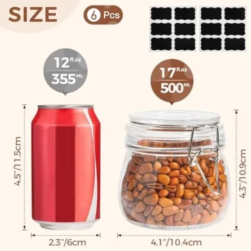 ComSaf Airtight Glass Canister Set 17oz for Food Storage