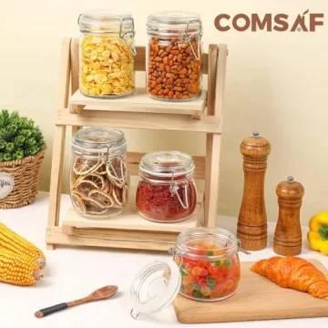 ComSaf Airtight Glass Canister Set 17oz for Food Storage