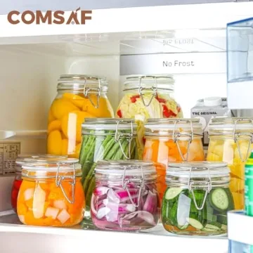 ComSaf Airtight Glass Canister Set 17oz for Food Storage