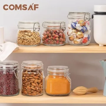 ComSaf Airtight Glass Canister Set 17oz for Food Storage