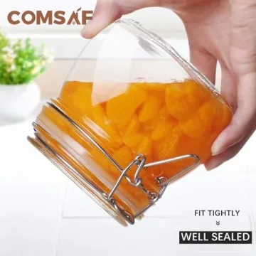 ComSaf Airtight Glass Canister Set 17oz for Food Storage