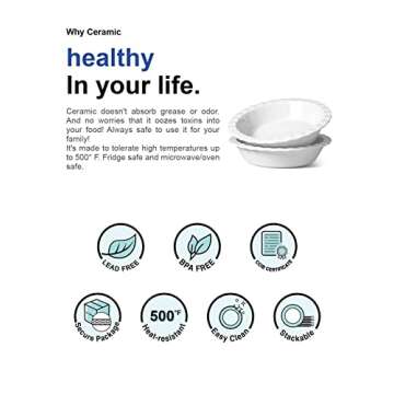 Buy LE TAUCI 9 inch Ceramic Pie Pans for Baking