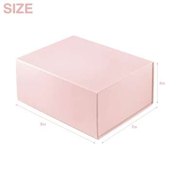 MOYEUPAC Pink Gift Box,9" X 7" X 4" Gift Box with Ribbon for Presents Magnetic Closure for Gift Packaging, Gift Box for Christmas, Halloween, Birthday Gift Box and Christmas Gift Box