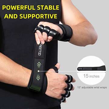 FREETOO Palm-Supporter Weight Lifting Gloves for Men, [Full-Palm Rubber Grip] [Powerful Neoprene Pad] Ventilated Gym Gloves with Stronger Wrist Wrap Support for Powerlifting, Pull Ups, Training