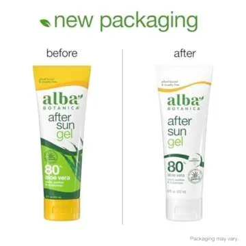 Alba Botanica Aloe Vera Gel for Skin, Cooling After Sun Treatment for Face and Body, Made with Purit...
